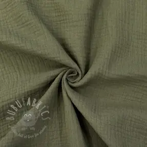 Dubbelgasväv/muslin dark moss green ORGANIC