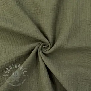 Dubbelgasväv/muslin dark moss green ORGANIC