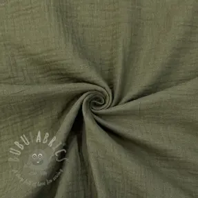 Dubbelgasväv/muslin dark moss green