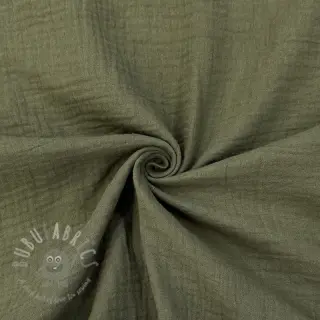 Dubbelgasväv/muslin dark moss green