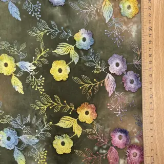 Bomullstyg TIE DYE EMBROIDERY Poppy design N
