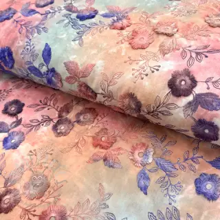 Bomullstyg TIE DYE EMBROIDERY Poppy design R