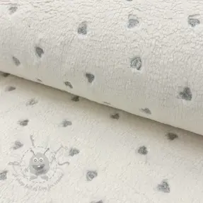 Kappmaterial TEDDY Tossed hearts silver