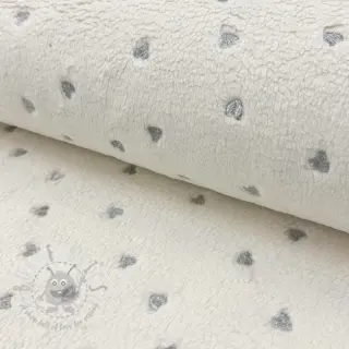 Kappmaterial TEDDY Tossed hearts silver
