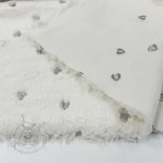 Kappmaterial TEDDY Tossed hearts silver