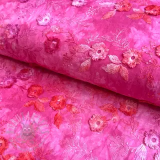 Bomullstyg TIE DYE EMBROIDERY Poppy design U