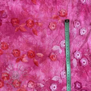 Bomullstyg TIE DYE EMBROIDERY Poppy design U