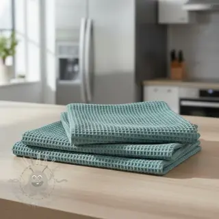Bomull med vaffelbindning cyan