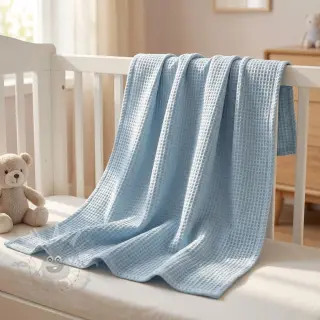 Bomull med vaffelbindning blue heaven