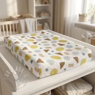 Bomull med vaffelbindning Shapes yellow digital print
