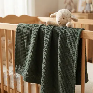 Bomull med vaffelbindning army green