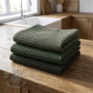 Bomull med vaffelbindning army green
