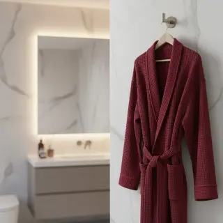 Bavlna s vaflovou väzbou bordeaux