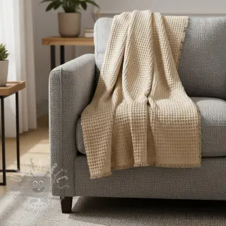 Bomull med vaffelbindning light sand