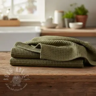 Bomull med vaffelbindning moss green