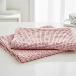 Bavlna s vaflovou väzbou bleached rose