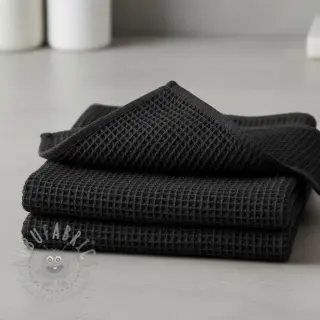 Bomull med vaffelbindning black