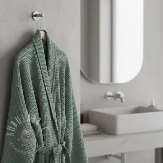 Bomull med vaffelbindning dark green