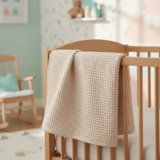 Bavlna s vaflovou väzbou light beige