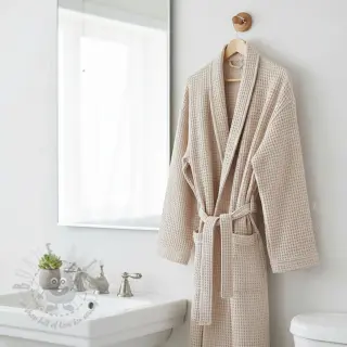 Bomull med vaffelbindning light beige