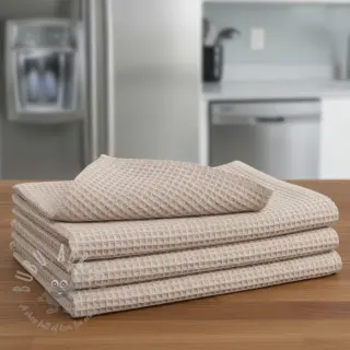 Bomull med vaffelbindning light beige