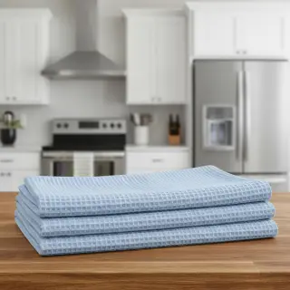 Bavlna s vaflovou väzbou light blue