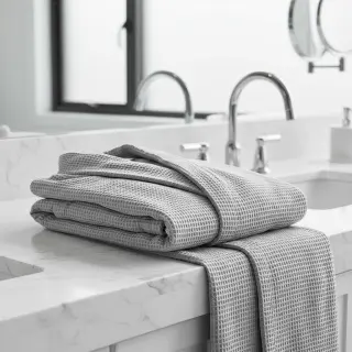 Bavlna s vaflovou väzbou light grey