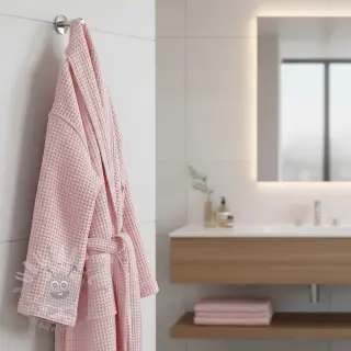 Bomull med vaffelbindning light rose