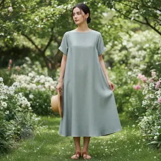 Förtvättat lin 170 g sage grey