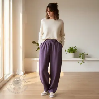 Förtvättat lin 170 g aubergine