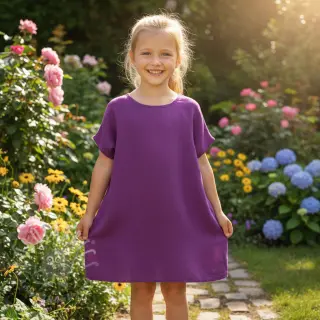 Förtvättat lin orchid purple