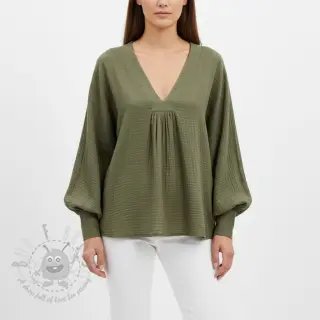 Dubbelgasväv/muslin dark moss green