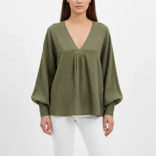 Dvojitá gázovina/mušelín dark moss green
