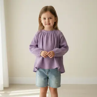 Dvojitá gázovina/mušelín dark lilac ORGANIC