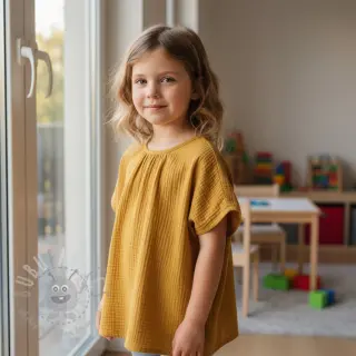 Dubbelgasväv/muslin dark ochre ORGANIC
