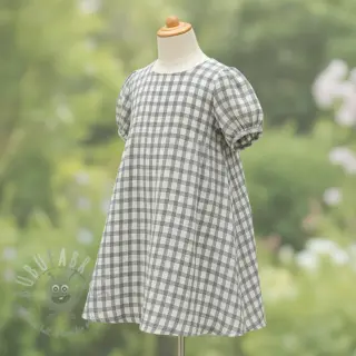 Dubbelgasväv/muslin LINEN YARN DYED Checks grey natural