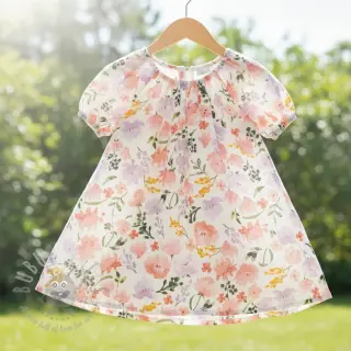 Dubbelgasväv/muslin Big summer flowers digital print