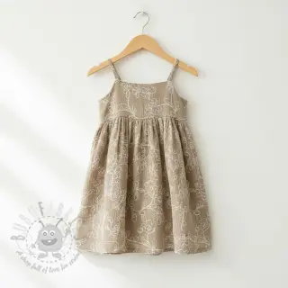 Dubbelgasväv/muslin EMBROIDERY Climbing flowers beige