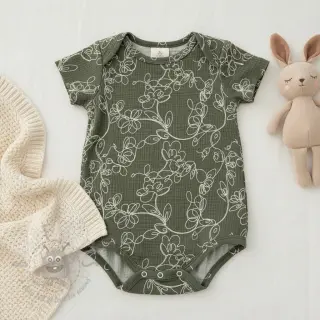 Dubbelgasväv/muslin EMBROIDERY Climbing flowers pickle