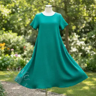 Dubbelgasväv/muslin dark teal