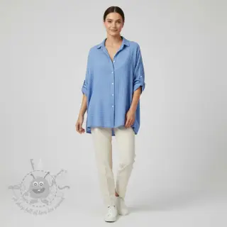 Dubbelgasväv/muslin royal blue ORGANIC