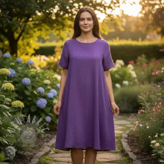 Dubbelgasväv/muslin violet ORGANIC