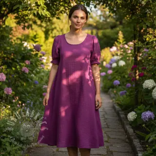 Dubbelgasväv/muslin cyclaam ORGANIC