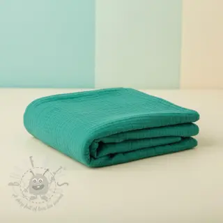 Dubbelgasväv/muslin dark teal ORGANIC