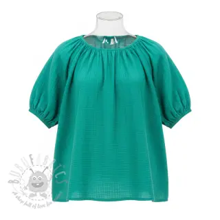 Dubbelgasväv/muslin dark teal ORGANIC