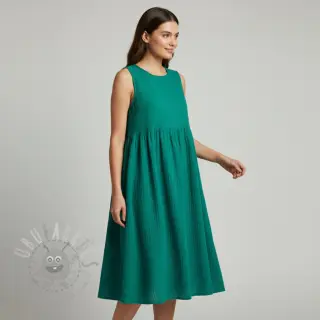 Dubbelgasväv/muslin dark teal ORGANIC