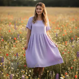 Dubbelgasväv/muslin bright violet ORGANIC