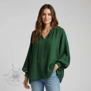 Dubbelgasväv/muslin dark green ORGANIC