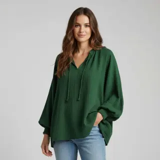 Dvojitá gázovina/mušelín dark green ORGANIC