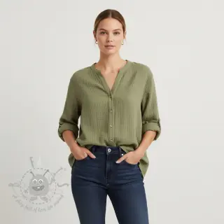 Dubbelgasväv/muslin moss green ORGANIC